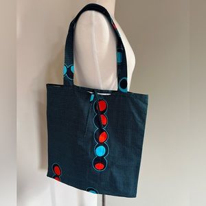 Colorful West African wax print tote bag shopping